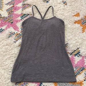 Gray lululemon Power Y tank top, size 6